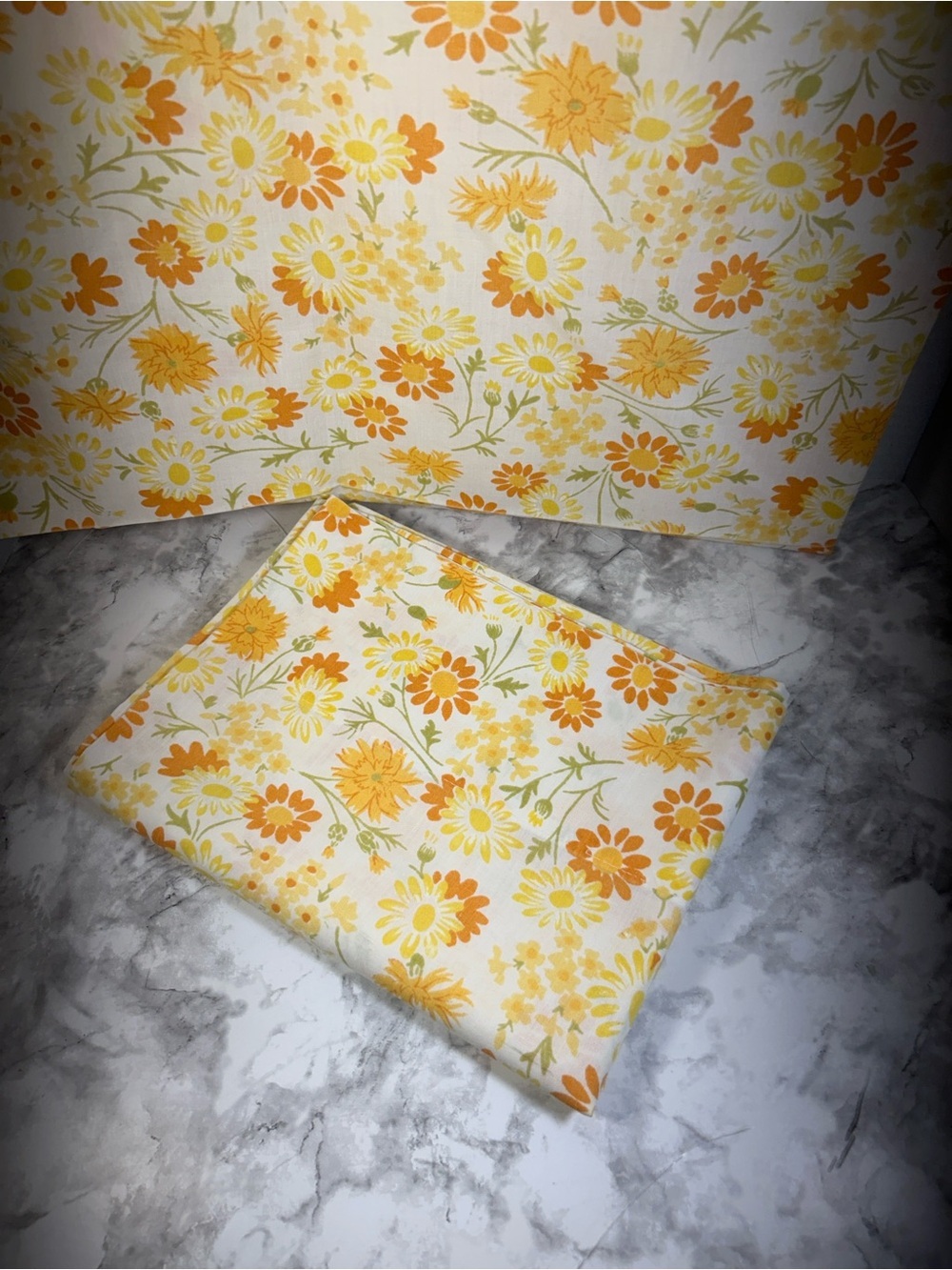 Adorable Retro Yellow & Orange Floral Cotton Pillow Cases